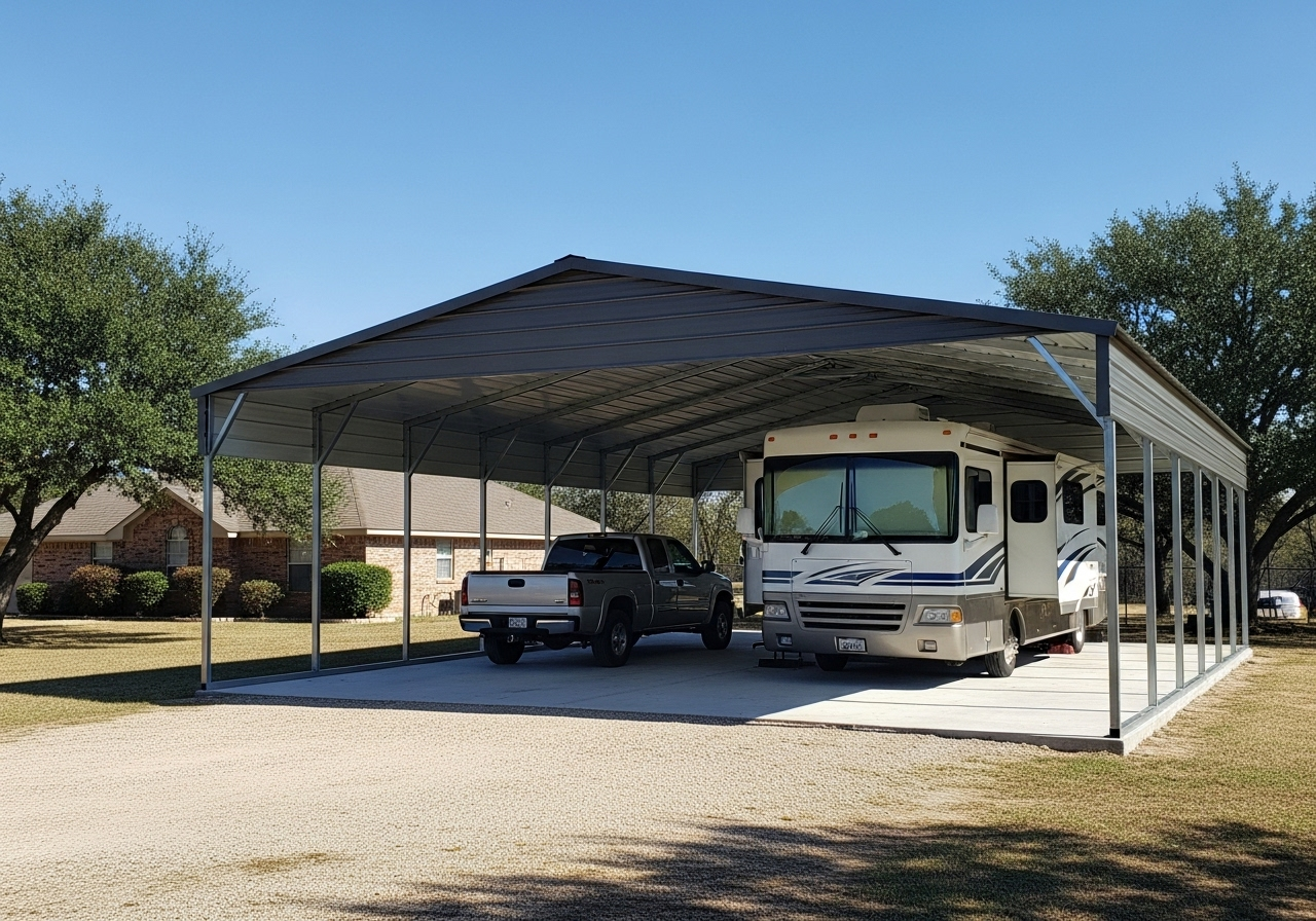 Metal carport and RV cover - vehicle protection