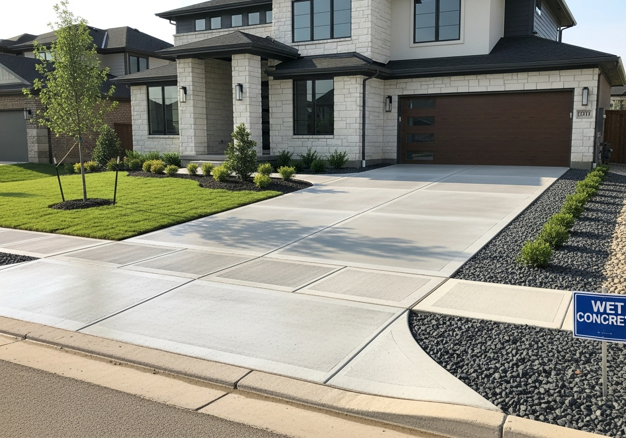New home driveway in subdivision