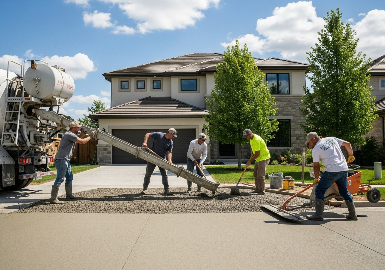 Quick concrete driveway installation - military ready