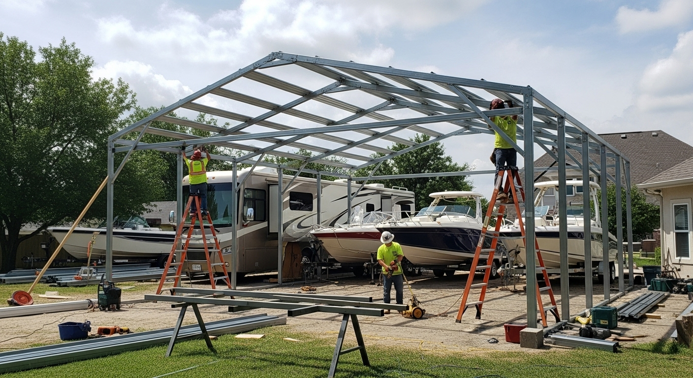 Heavy-duty RV parking pad and boat storage area - reinforced asphalt