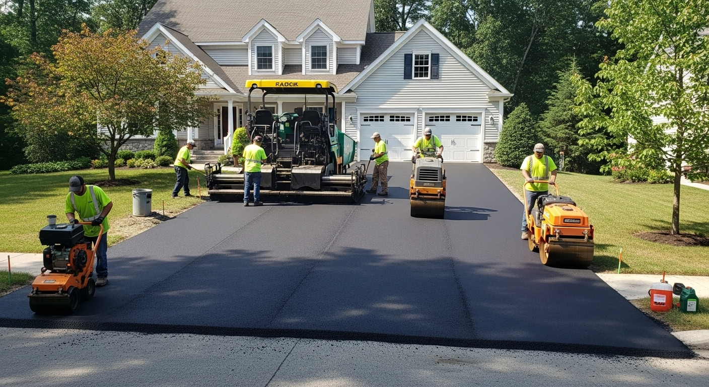Asphalt basketball court and play area installation - family recreation space
